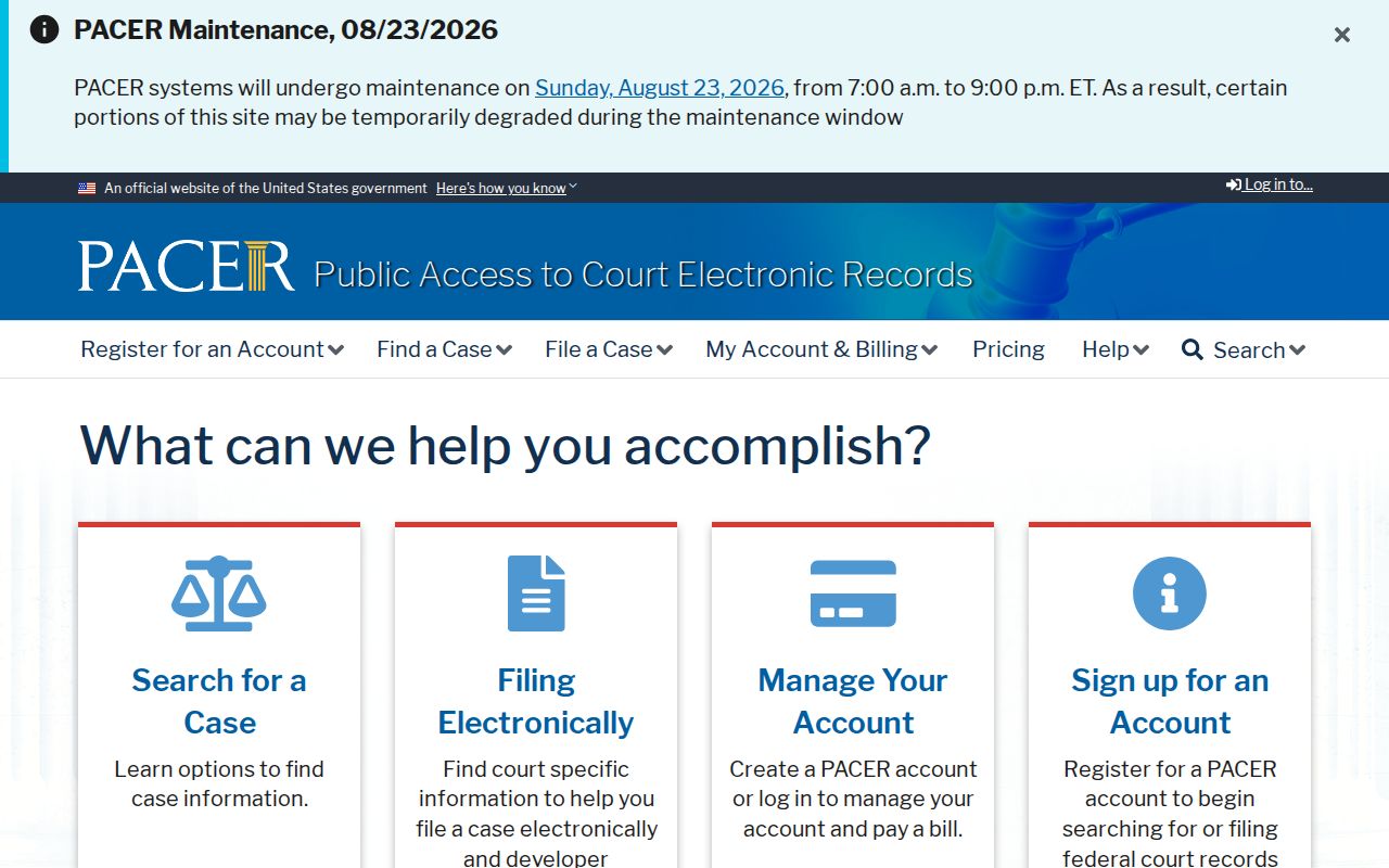 PACER access for federal records related to Kauaʻi County