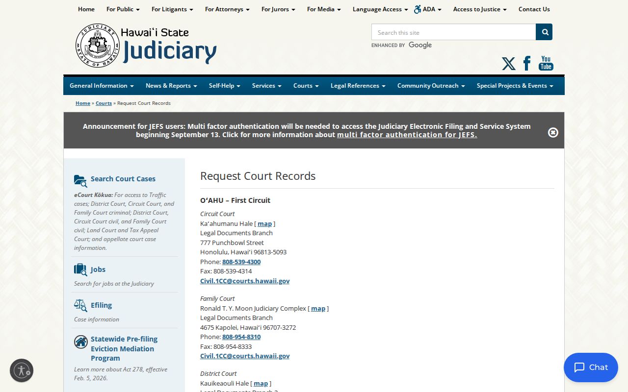 Kauaʻi County case search fallback contacts